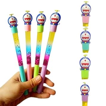 Birthday Popper Doraemon Theme Glitter | Sparkle Gel Pen (Set of 10) as Stationery Gift/Birthday Return Party Favor for Girls, Boys, Students of All Age Group