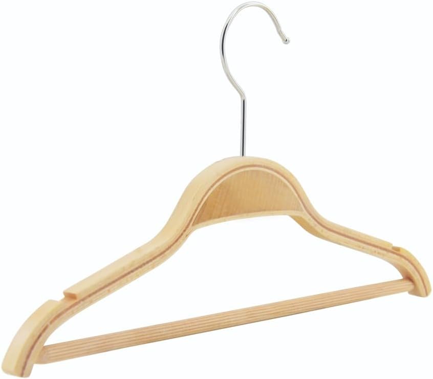 Wooden Children's Clothes Hangers, Color, 12-Pack, 7-14 Years, Pants Hangers, Closet Organization, Durable and Practical - Beige
