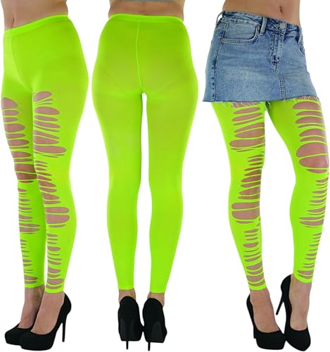 Image of ToBeInStyle Women's Slashed Ripped Shredded Distressed Hosiery Tights Leggings Music Festival