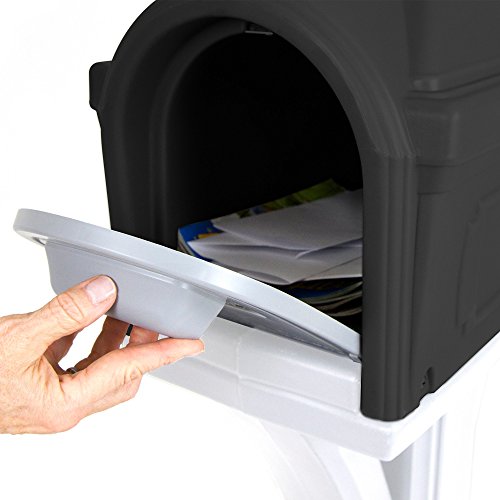 Simplay3 Classic Plastic Residential Mailbox & Post Mount Combo Kit with 2 Access Doors - Light Gray/Dark Gray - Thumbnail 3