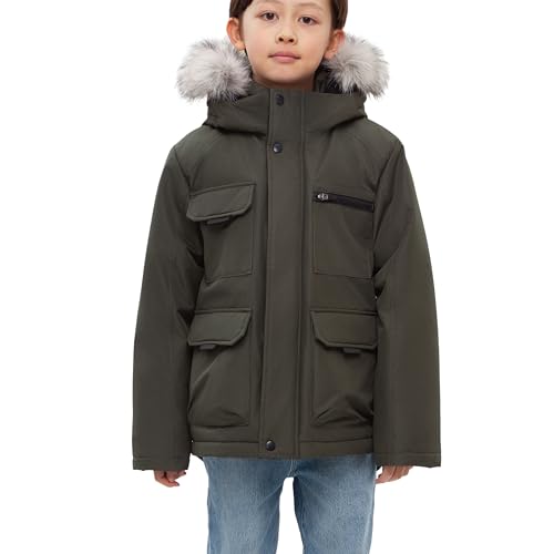 Rokka&Rolla Boys' Water-Resistant Ripstop Shell Parka Jacket Fleece Lined Winter Coat3