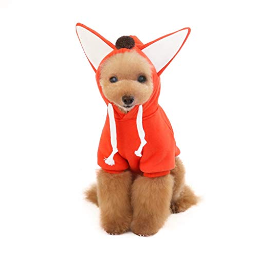 PANGBOER Hunde-Kapuzenpullover für Haustiere, Festivalbekleidung, Winterjacken, warme Jumpsuits, Fuchs-Ohren, Mantel, Kleidung für Welpen, Shih Tzu Hundepullover