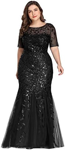 Ever-Pretty Women's Plus Size Embroidery Mermaid Evening Party Maxi Dress