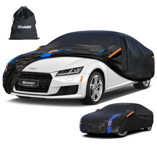 Image of Custom Fit Car Cover for Audi TT TTS TTRS (1998-2026), Upgraded Waterproof All Weather Outdoor Auto Cover with Driver Door Zipper & Mirror Pockets, UV /Snow /Dust Protection