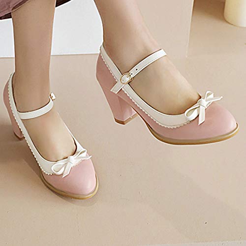 AIMODOR Womens Chunky Mary Jane Vintage Rockabilly Heeled Ankle Strap Pumps4