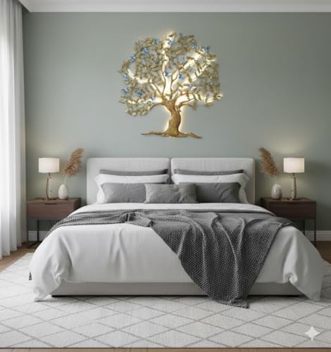 Image of Bharat Art Metal Iron Big Butterfly Tree With Led Wall Art Decor for Living Room, Home, Hotel, Office & Cafe | Elegant Multicolor Decorative Wall Hanging Sculpture | Premium Gift Item | 60 x 3 x 60 inch CW121