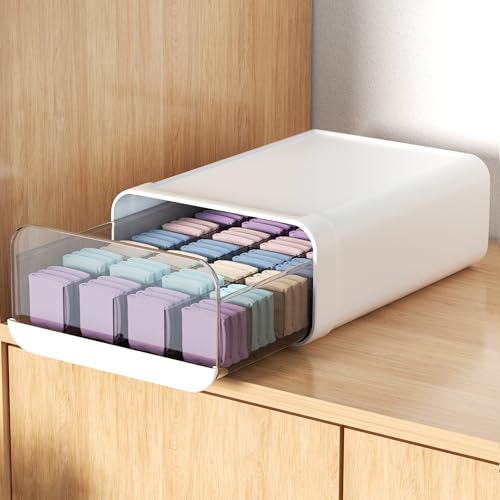 Xiao Hua Cajón organizador de ropa interior, cajón de almacenamiento de ropa interior de plástico con 24 celdas, organizadores de armario apilables y caja de almacenamiento para sujetadores,