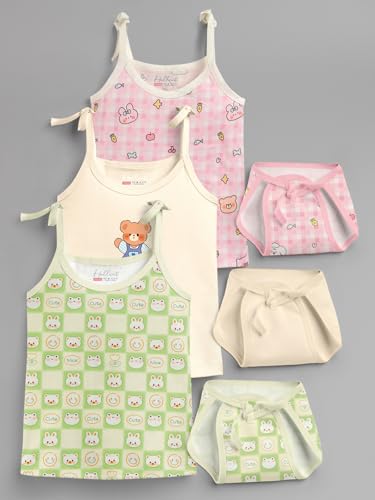 Image of HELLCAT 100% Cotton Strap Open Jhabla T Shirt and Nappy Matching Co-ords Set for Babies - Pack of 3 | Jabla and Langot Set for Babies (Unisex)