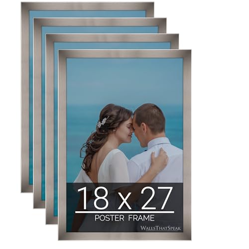 WallsThatSpeak 18x27 Set of 4 Silver Picture Frames, Wall Decor for Art