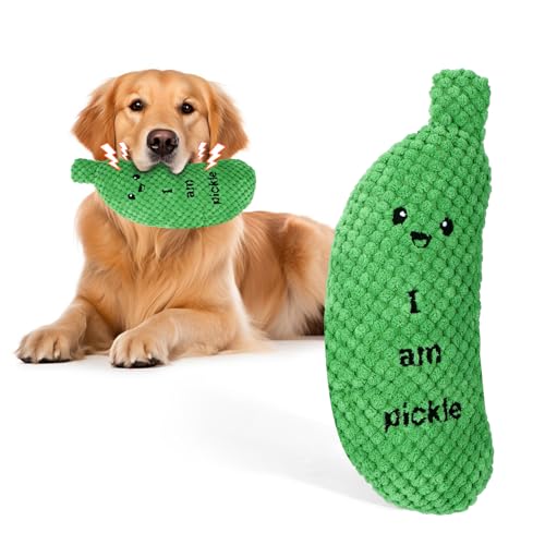 BABORUI Squeaky Dog Toys Funny Dog Toys for Aggressive Chewers Plush Dog Toys for Small/Medium/Large Dog Exercise and Accompany Easter Dog Toys (Pickle)
