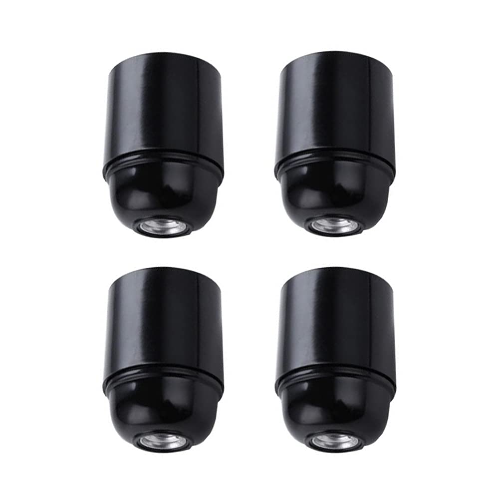 HSTHE Sea 4 Stück Vintage E27 Lampenfassung Schwarz Bakelit Lampenfassung Pendelleuchte Fassungen für Edison Glühbirnen (Schwarz)