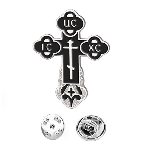 Image of TEAMER Cross Brooch Lapel Pin For Men Russian Orthodox Crucifix Eastern Church Cross Tie Pins Religious Christian Prayer Jewelry