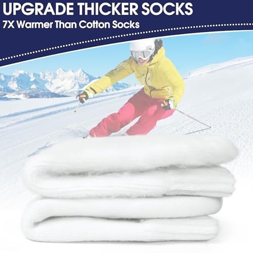 Image of 3 Pairs Winter Socks for Women Thermal Insulated Solid Thick Warm Cozy Crew Socks Christmas Gift