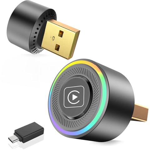 Mini Wireless CarPlay Adapter for Apple iPhone - Upgrade Wired CarPlay to Wireless, One-Tap...