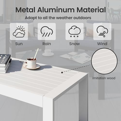 image for Kiss the Water All-Weather Aluminum Outdoor Coffee Table, Modern Coffe