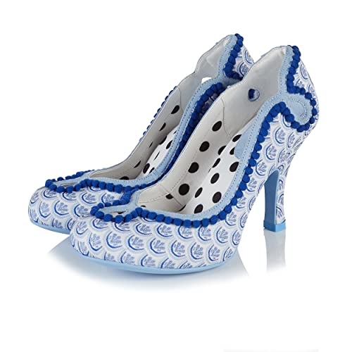 Ruby Shoo Miley Chaussures à talons hauts avec semelle intérieure confortable Bleu avec pompons - Bleu - bleu pâle, 40 EU Cover