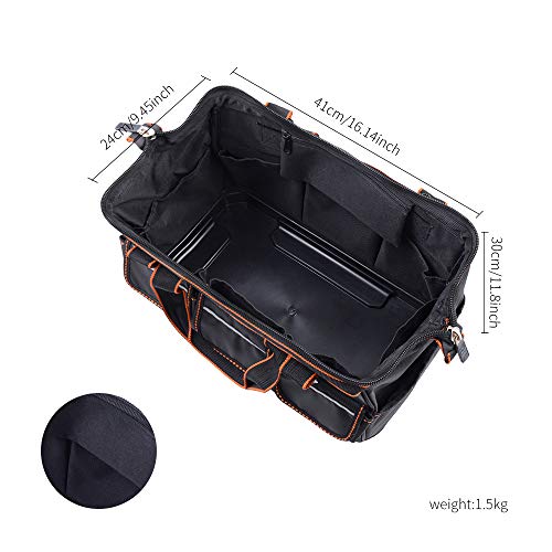 Tool Bags with Water Proof Molded Base,Wide Mouth,Single-Shoulder Tool Storage and Organizers Box 16 Inch 17 Pockets - Thumbnail 7
