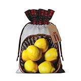 Bolsas de regalo de arpillera de Navidad con estampado de limones con cordones, bolsas de regalo, suministros de fiesta