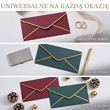 Zestaw 10 kopert ślubnych z zaproszeniami ze złotymi naklejkami, koperty w kształcie litery V na kartki z życzeniami i biznesowe, 10,5 x 24 cm, 5 x ciemnozielone i 5 x czerwone wino