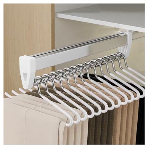 Perchero extraíble for Pantalones, Barra retráctil for Colgar en la Parte Superior del Armario, for Guardar Pantalones y Ropa.(54.2cm)