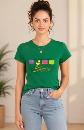 Image of MODISH women's round neck cap sleeve printed cotton t-shirts combo of 3 t-shirts