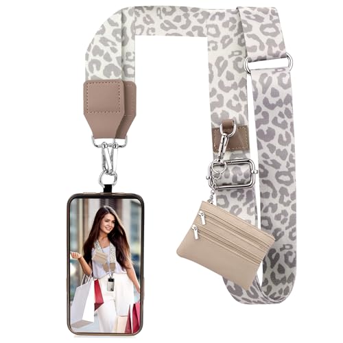 Image of XANGNIER Clip and Go Strap for Phone with Wallet Crossbody, Phone Strap with Zippered Wallet, Adjustable Anti Theft Cellphone Lanyard for Women, Cellphone Chain Accessories,Multicolor 16