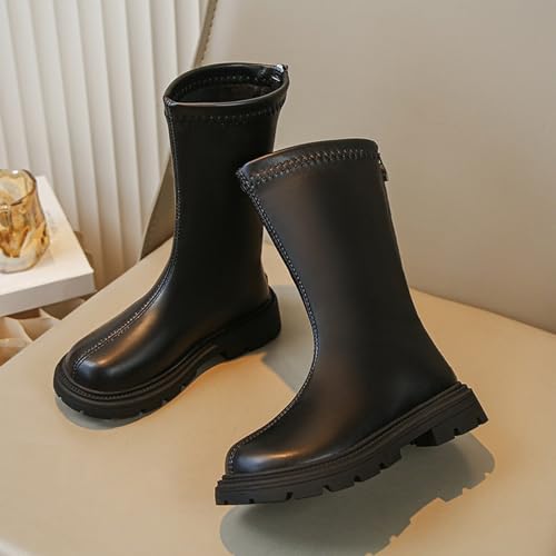 Knee Boots for Kid Girls Fashion Platform Flat Heel Boots Cute Zipper Winter Leather Non-Slip Long Boot Shoes2