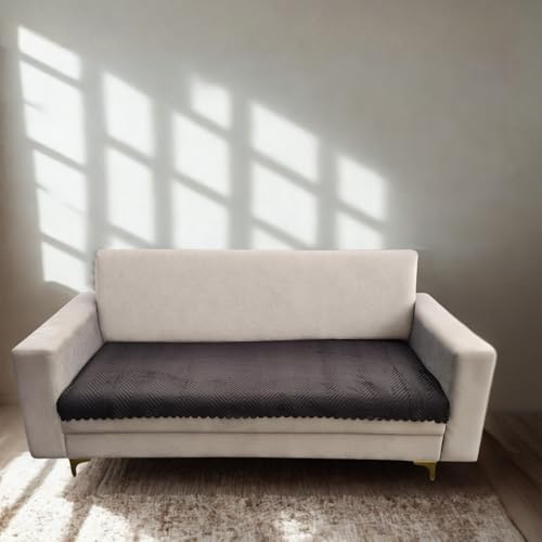 Image of Homerz Premium Velvet Sofa Cover Panel | Soft & Velvety Fabric | Rich Vibrant Colours | Sofa Protector for Living Room (Brown, 1 Seater, Only Seat Cover)