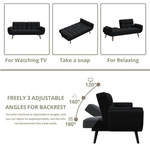 Image of Tarantino 3-Seater Convertible Sofa Cum Bed | Modern Tufted Upholstered Folding Sleeper Sofa for Living Room | High-Density Foam Comfort | Space Saving Couch Bed for Home (Charcoal Grey)