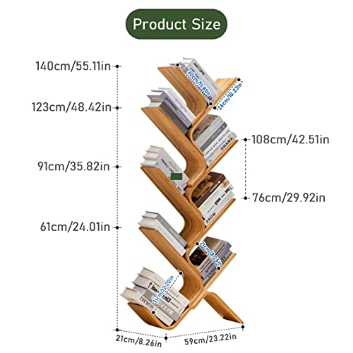 Ximsphy Bamboo Tree Bookshelf, Free Standing Tree Bookcase, 8 Tier Curved Bookshelves Storage Rack, Book Shelf Organizer For Home Office Living Room Bedroom #TOP4
