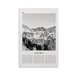 LZTEN Impresión de Andorra en blanco y negro, arte de pared de Andorra, póster de Andorra, foto de Andorra, decoración de pared de Andorra, D'Andorra, Andorra La Vella, Europa lienzo Wall Ar