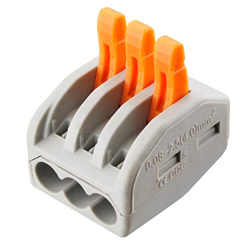 Image of 50 Pcs 222-413 Conductor Combination Compact Wire Connectors 3 Port Fast Connection Terminal 28-12 AWG Suitable for Multiple Types of Wires
