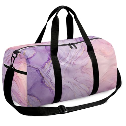Sac de sport grand format en nylon mauve rose pastel pour gym et weekend