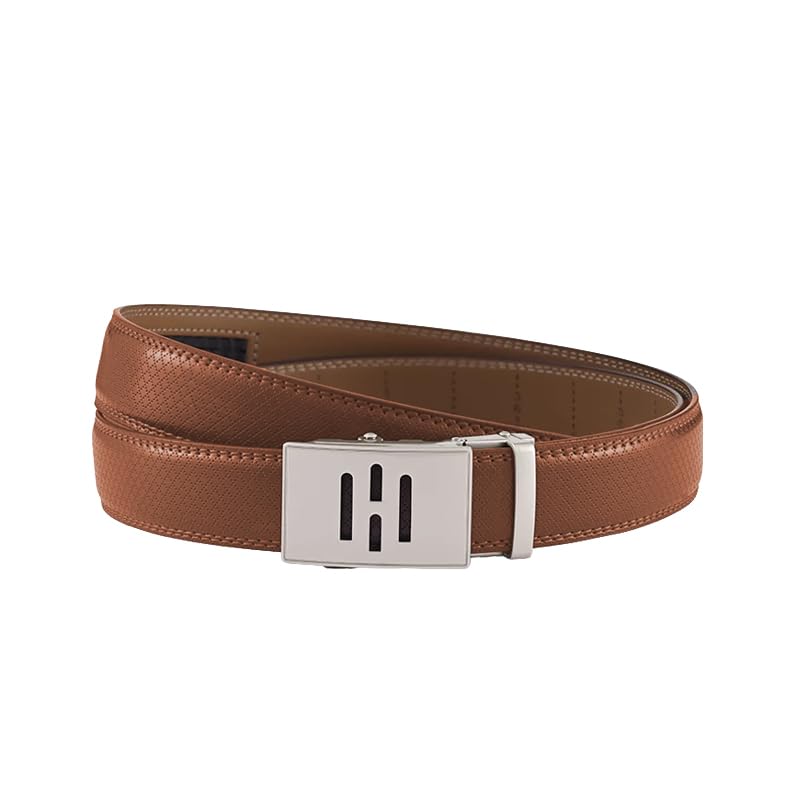 Image of HALDEN THEO Tan Belt For Men Leather Original (Adjustable Fits Up to 44 Inch Waist) Ratchet Strap with Classic Buckle & Magnetic Auto-lock