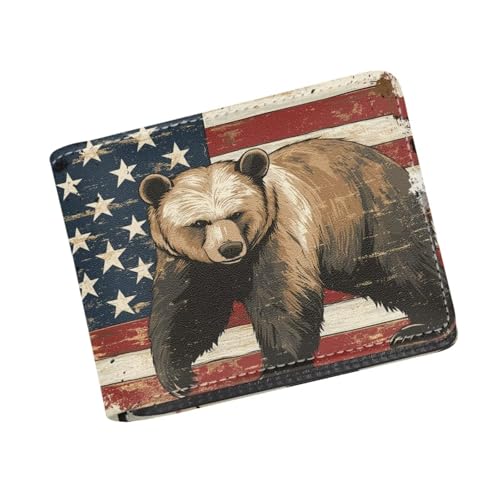 Coldinair Bear Teen Boy Cool Wallet USA Flag Leather Wallet for Teen Boys Kids Purse Child Bifold Rfid Blocking Wallet with Coin Pocket and Card Cash Holder for Youth Men Teenager2