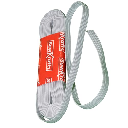 SewKrafts Braided Elastic for Sewing, 1/4 Inch x 3 Yards, White, Soft & Stretchy Elastic for Scrunchies, Necklines, Waistbands, Leg Bands & Swimwear - Durable Stretch Strap