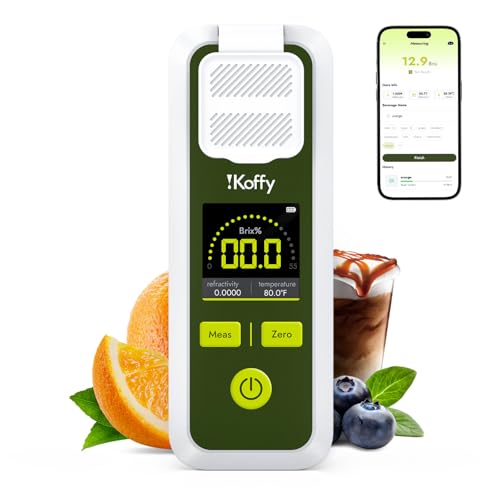 iKoffy AI Digital Brix Refractometer with ATC, APP Sync & AI Analysis, 0-55% Range, &plusmn;0.1% Accuracy...