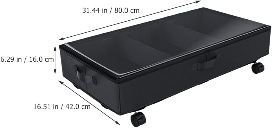 Happyyami Bed Storage Cart Nonwovens Quilts Box Wheels Lid for Clothes Storage Bag for Blanket