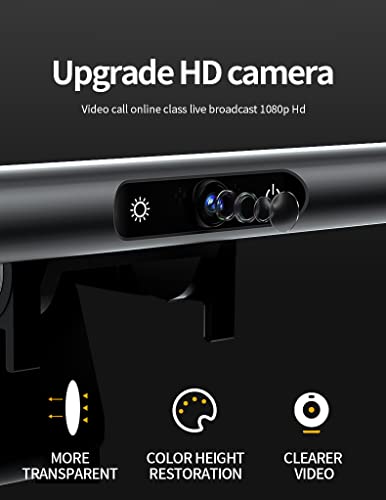 Image of Troner Monitor Screen Light Bar with Smart Touch Sensor and 1080P Webcam|USB Powered LED| 3 Color Temperature Modes,Stepless Dimming,No Screen Glare Eye Health Care (Silver) (Webcam)