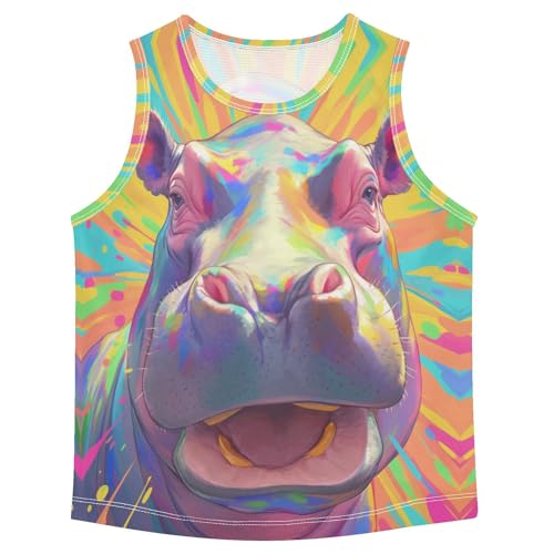 Boys Tank Top Shirts Colorful Tie Dye Animal Sleeveless T-Shirts Crew Neck for Kids Clothing Children