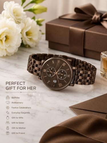 Image of MOOVER Women's Analog Quartz Watch with Stainless Steel Strap