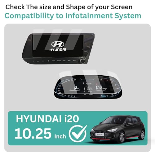 Image of Wisely 2Pcs - Screen Guard for HYUNDAI i20 N-LINE (2024-2026+) Car 10-Inch Display Infotainment System + Instrument Cluster Meter Protector - Stereo Accessories - Touch Responsive - HD Clear