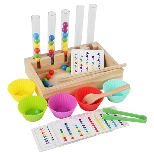 SWIMDOG Toddler Montessori Toys for 3 4 5 6 Years Old, Early Education Clip Beads Test Tube Toys, Color Sorting Stacking Games, Counting Matching Games, Boy Girl Birthday Gift