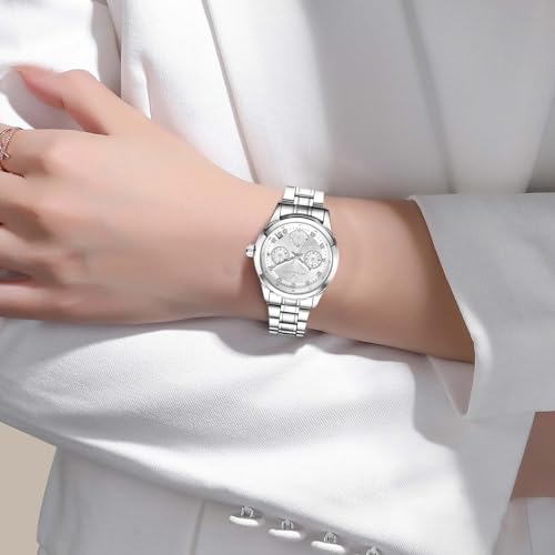 Rorios AA-AGQ003 Women'S Elegant Watch Ladies' Mechanical Wristwatch Minimalist Fashion Wrist Watch Automatic Stainless Steel Watch Self-Winding Luminous Watch White A thumb #5