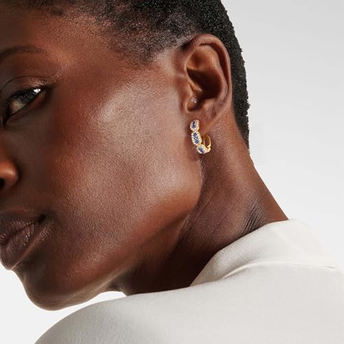 OSIANA Hoop Earrings for Women, 14K Gold Plated Royal Blue Marquise Cut Double Row Beaded Border Cubic Zirconia Sparkling Handmade Jewelry2