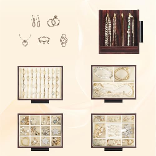 Boîte à Bijoux pour Boucles d'Oreilles Colliers et Bagues à 5 Tiroirs