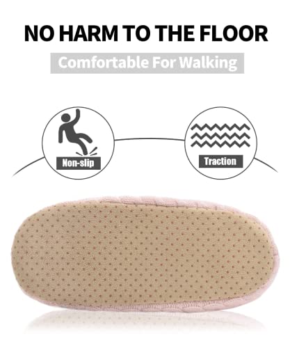 Dicuird Womens Thick & Warm Slipper Socks With Grippers - House Slippers（Pink&Black,8-10） #TOP3