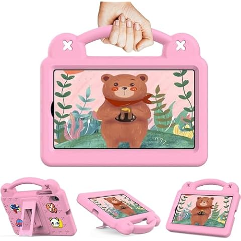 Golden Sheeps Kid Friendly Case Compatible for Walmart Onn 7 Inch Gen 4 2024 (Model:100135924) Shockproof Ultra Light Weight Convertible Handle Stand Cover (Pink) Cover