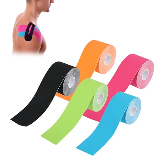 Kinesiotape 5 Rollos - Venda Elástica Adhesiva - Cinta Kinesiológica - Vendaje Neuromuscular - Esparadrapo Deportivo (5cm*5m)