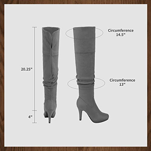 DREAM PAIRS Women's Black Thigh High Chunky Heel Platform Over The Knee Boots Size 9.5 M US Sarah-hi,Size 8,Sarah-Light/Grey,SARAH-HI